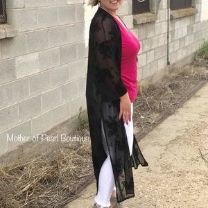Sheer black floral duster